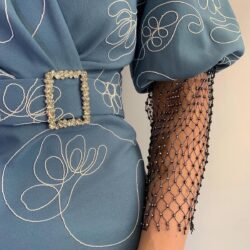 06376041613 Kadın Mavi Midi Boy File Detaylı Günlük Gece Düğün Nişan Kına Davet Abiye Elbise