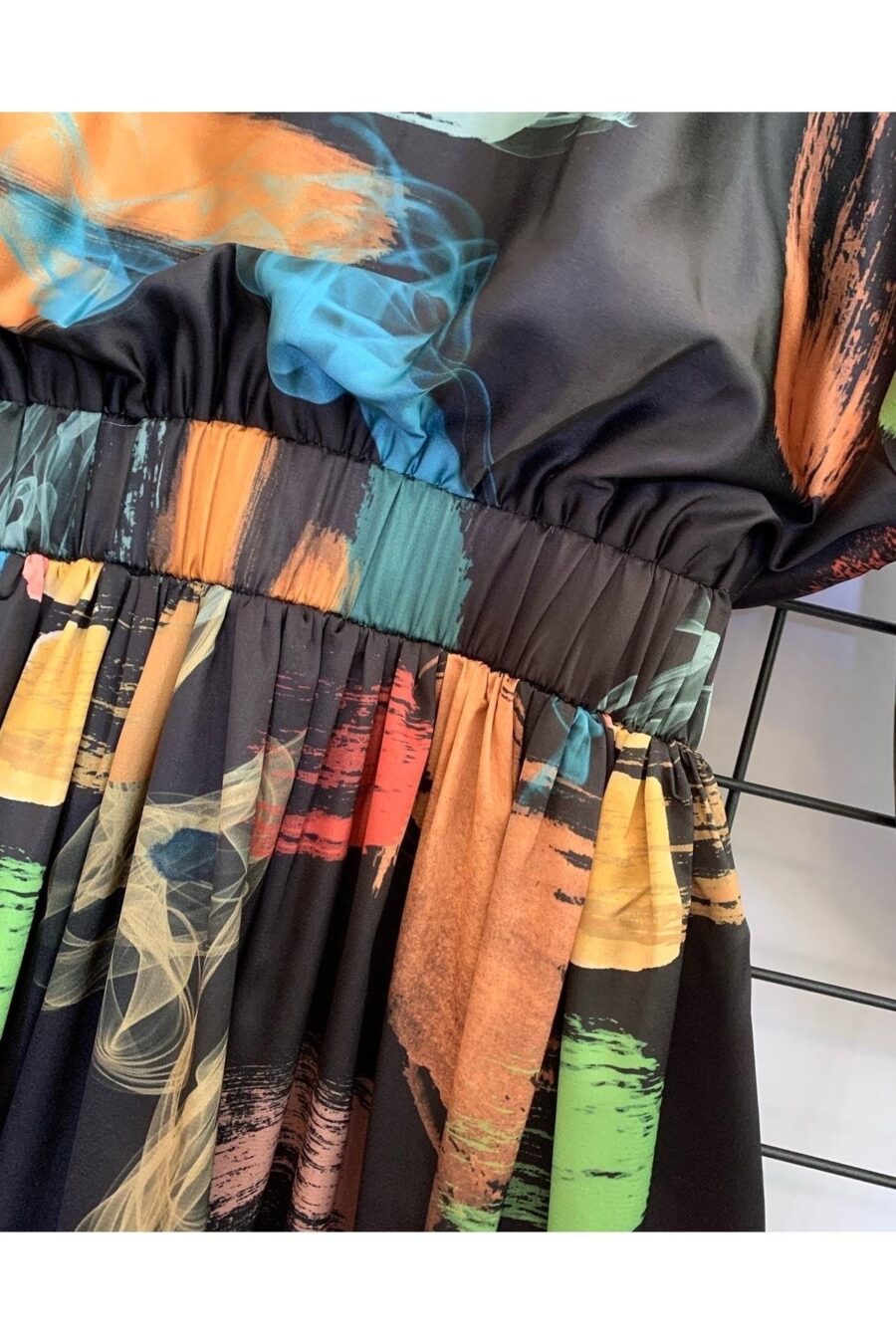 5925371511 Kadın Saten Beli Lastikli Maxi Boy Uzun Kol Tesettür Günlük Gece Davet Abiye Elbise