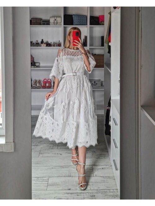 Kadın Midi Boy Tuka Tasarım Güpürlü Mevlüt Nikah Nişan Elbise