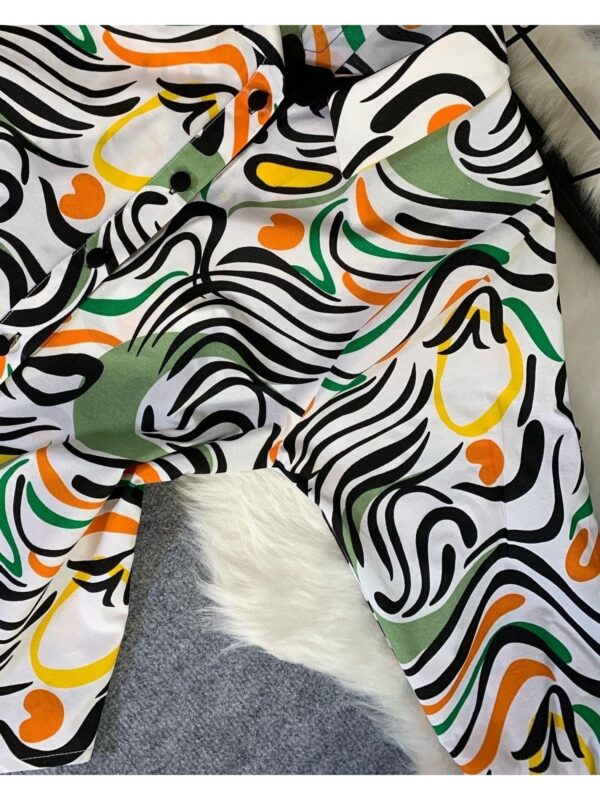 Kadın Renkli Zebra Desen Uzun Kol Gömlek