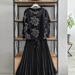 Kadın Siyah Tuka Tasarım Etek Bluz Ikili Takım