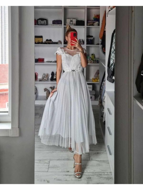 Kadın Midi Boy Tuka Tasarım Gümüs Astarlı Mevlüt Nikah Nişan Elbise