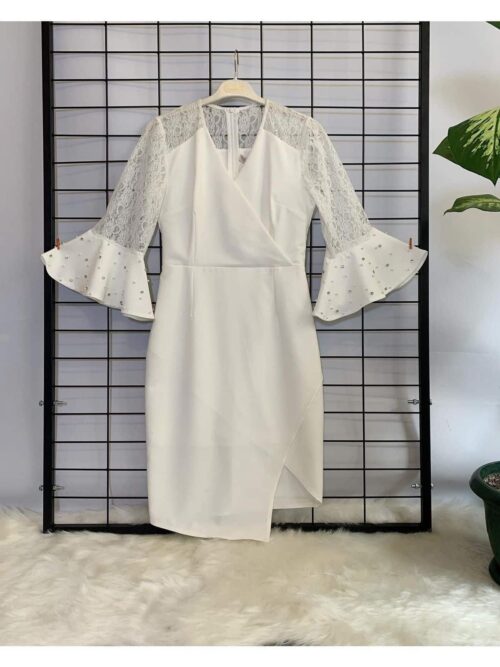 Kadın Beyaz Dantel Detay Isteme Söz Mevlüt Nişan Nikah Abiye Elbise