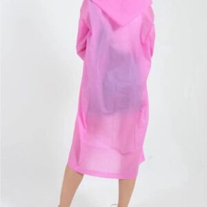 Yetişkin Unisex Pembe Yağmurluk Ve Rüzgarlık Kapüşonlu Eva Kumaş Rüzgar Ve Suya Dayanıklı