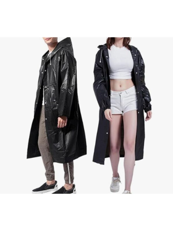 Yetişkin Unisex Siyah Yağmurluk Ve Rüzgarlık Kapüşonlu Eva Kumaş Rüzgar Ve Suya Dayanıklı