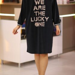 Tgclbse57 Kadın Siyah Midi Boy Kadife Büyük Beden Günlük Spor Elbise