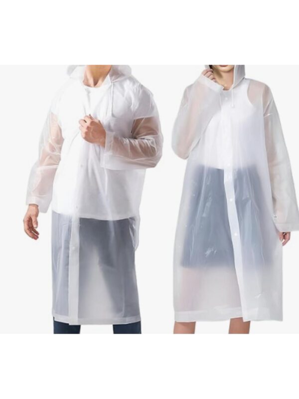 Yetişkin Unisex Beyaz Yağmurluk Ve Rüzgarlık Kapüşonlu Eva Kumaş Rüzgar Ve Suya Dayanıklı