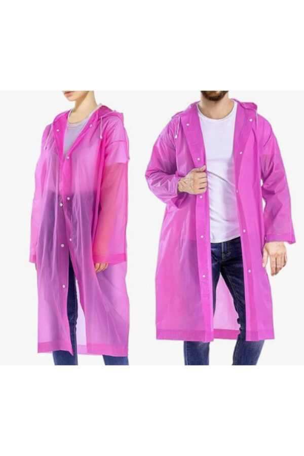 Yetişkin Unisex Pembe Yağmurluk Ve Rüzgarlık Kapüşonlu Eva Kumaş Rüzgar Ve Suya Dayanıklı