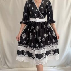 548159517 Kadın Siyah Kadife Kruvaze Dantel Detaylı Midi Boy Abiye Gece Davet Düğün Kına Kışlık Tasarım Elbise