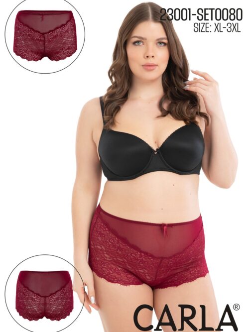 Transparan Tül ve Dantel Detaylı Büyük Beden Fantezi Boxer Külot