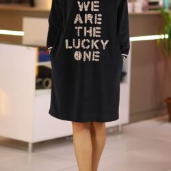 Tgclbse57 Kadın Siyah Midi Boy Kadife Büyük Beden Günlük Spor Elbise