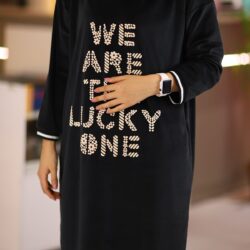 Tgclbse57 Kadın Siyah Midi Boy Kadife Büyük Beden Günlük Spor Elbise