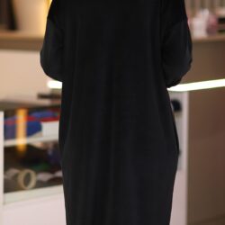 Tgclbse57 Kadın Siyah Midi Boy Kadife Büyük Beden Günlük Spor Elbise