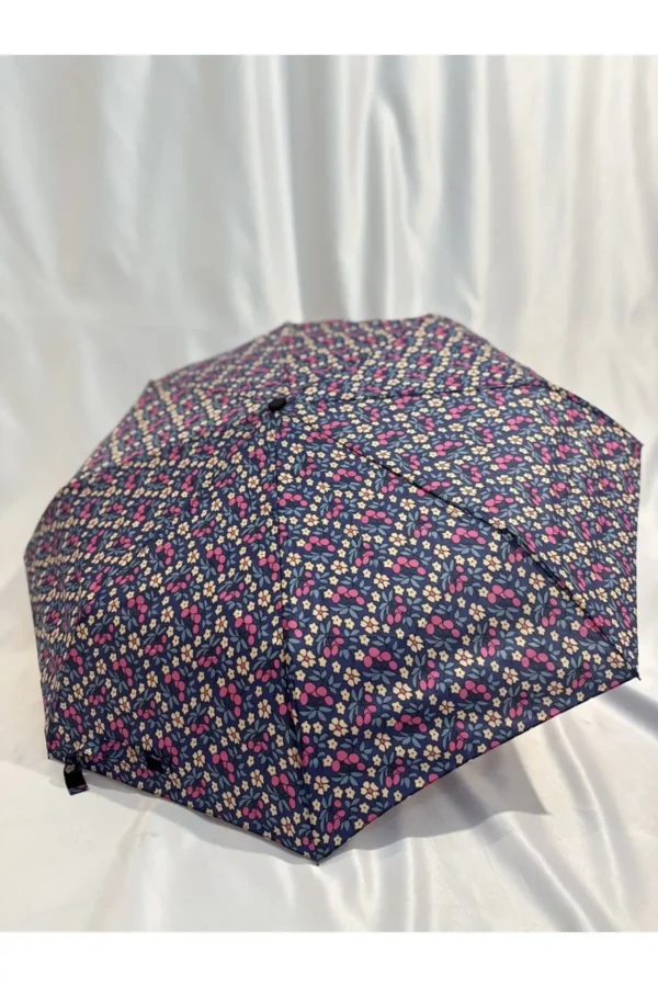 8 Telli Tam Otomatik Rüzgara Dayanıklı Çiçek Desenli Şemsiye