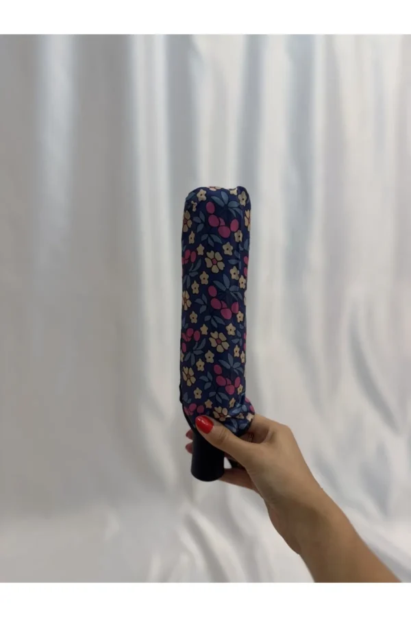 8 Telli Tam Otomatik Rüzgara Dayanıklı Çiçek Desenli Şemsiye