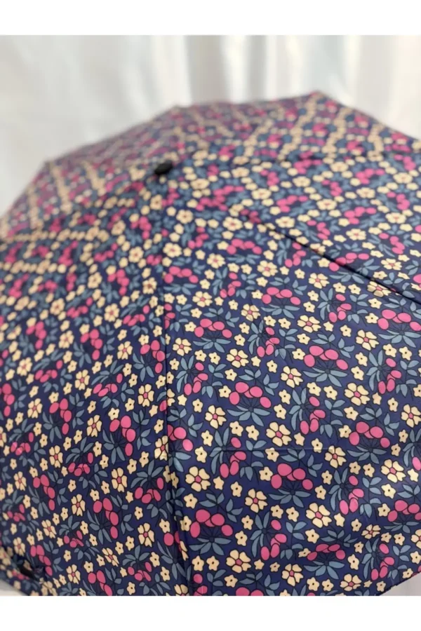 8 Telli Tam Otomatik Rüzgara Dayanıklı Çiçek Desenli Şemsiye