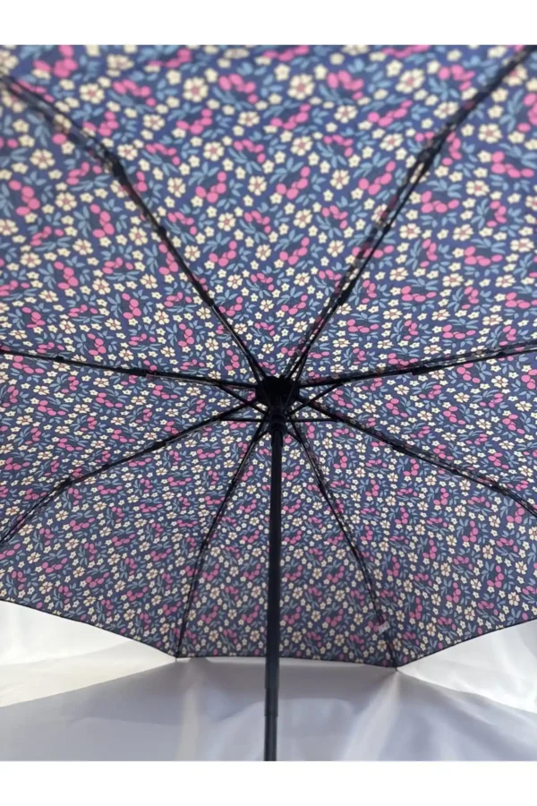 8 Telli Tam Otomatik Rüzgara Dayanıklı Çiçek Desenli Şemsiye