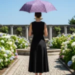 8 Telli Tam Otomatik Rüzgara Dayanıklı Çiçek Desenli Şemsiye - Mor