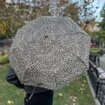 8 Telli Tam Otomatik Rüzgara Dayanıklı Leopar Desenli Şemsiye - Kahverengi