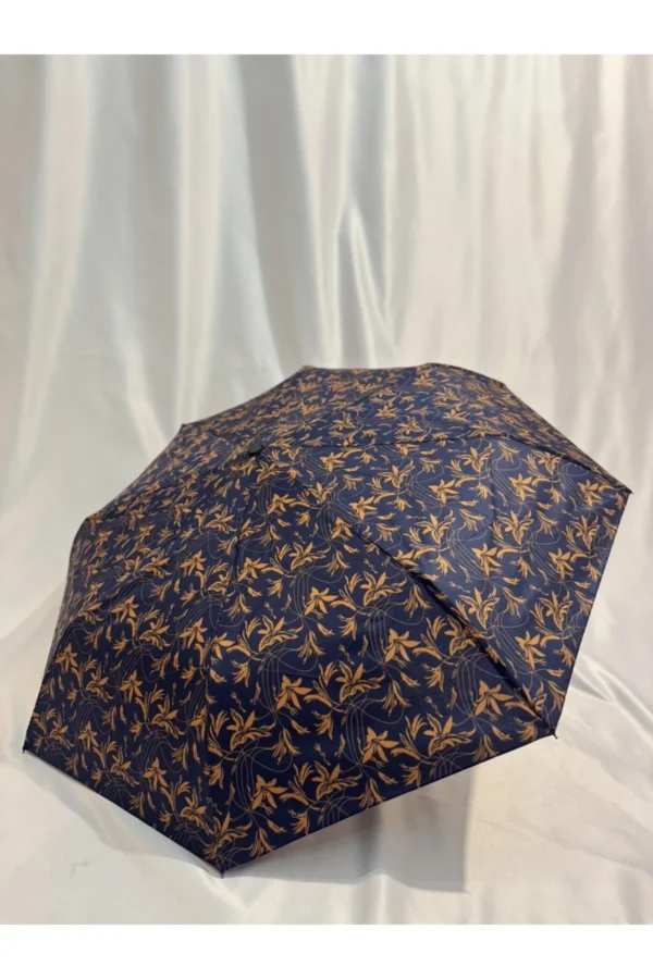 8 Telli Tam Otomatik Rüzgara Dayanıklı Yaprak Desenli Şemsiye