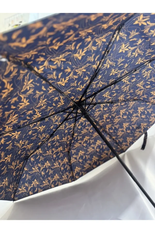 8 Telli Tam Otomatik Rüzgara Dayanıklı Yaprak Desenli Şemsiye