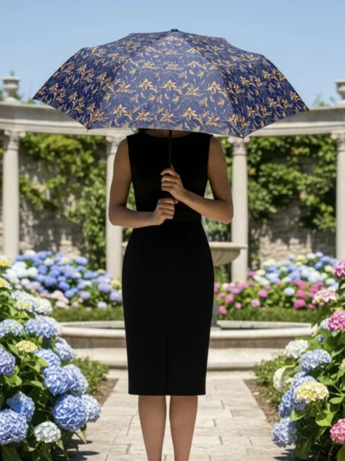 8 Telli Tam Otomatik Rüzgara Dayanıklı Yaprak Desenli Şemsiye