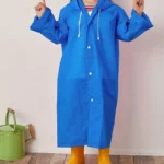 Çocuk Saks Mavisi Unisex Yağmurluk Ve Rüzgarlık Kapüşonlu Eva Kumaş Rüzgar Ve Suya Dayanıklı - lacivert