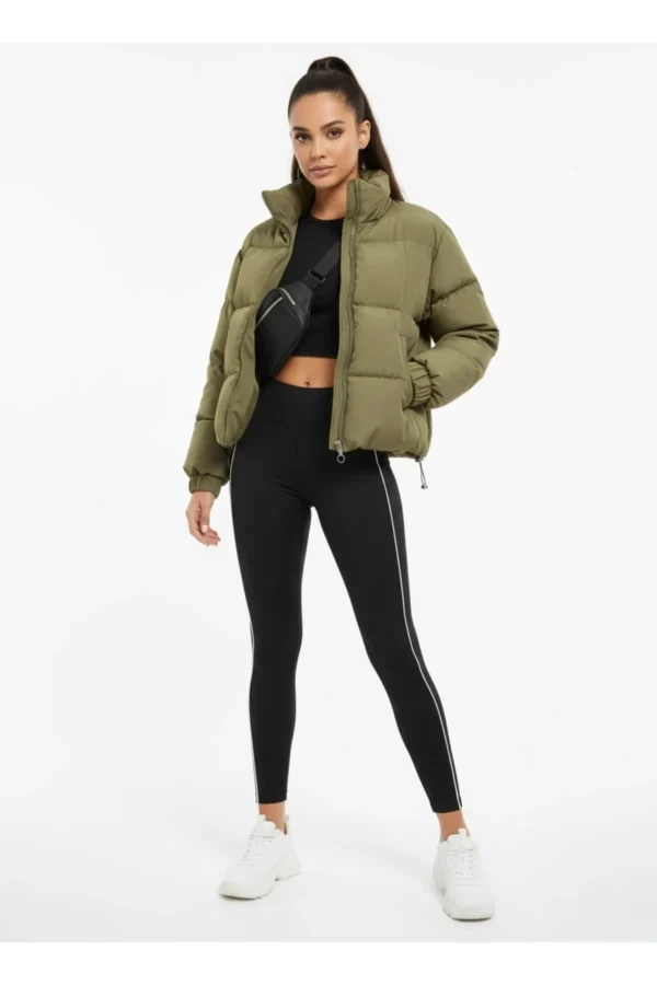 Kadın Dik Yaka Kısa Şişme Mont