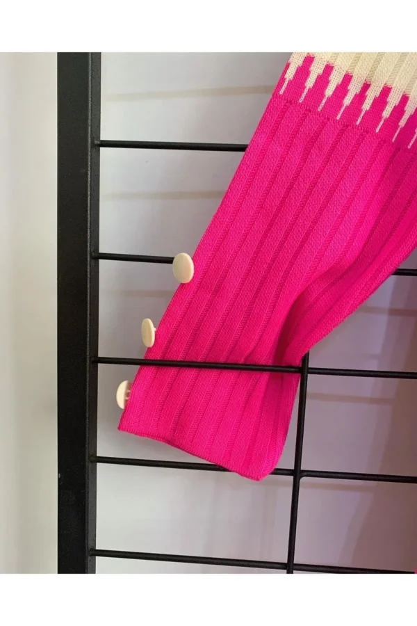 Kadın Pembe Fitilli Triko Ikili Takım Spor Günlük Salaş