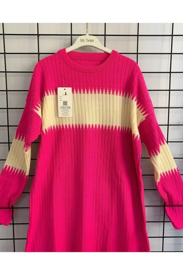 Kadın Pembe Fitilli Triko Ikili Takım Spor Günlük Salaş