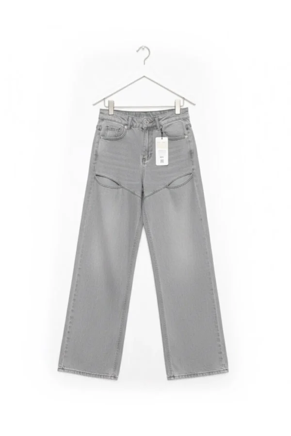 Kadın Pencere Detaylı Palazzo Kot Denim Jean Pantolon