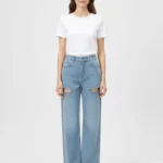 Kadın Pencere Detaylı Palazzo Kot Denim Jean Pantolon - Mavi