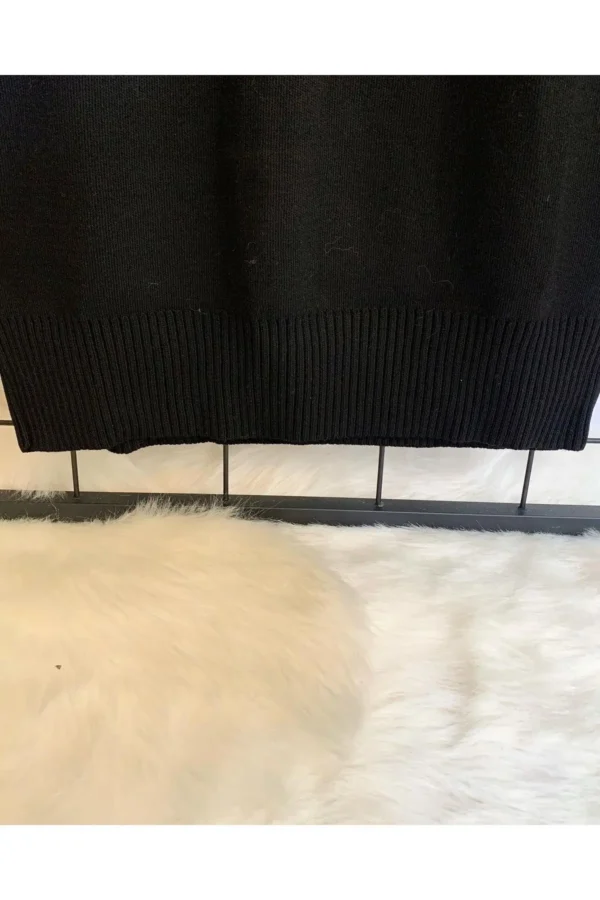 Kadın Siyah Midi Boy Basic Triko Elbise