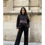 Kadın Siyah Üç Iplik Şardonlu Spor Eşofman Takım