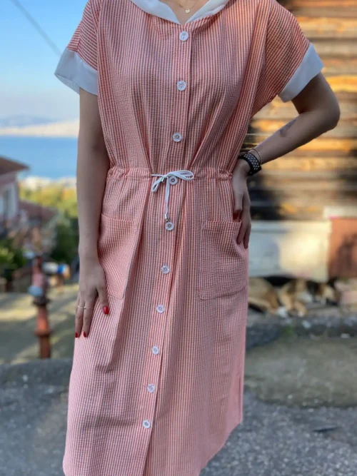 Kadın Turuncu Kapüşonlu Büyük Beden Uzun Spor Elbise