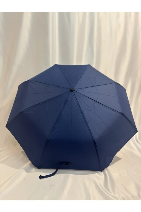 Lacivert 8 Telli Tam Otomatik Rüzgara Dayanıklı Düz Renk Şemsiye
