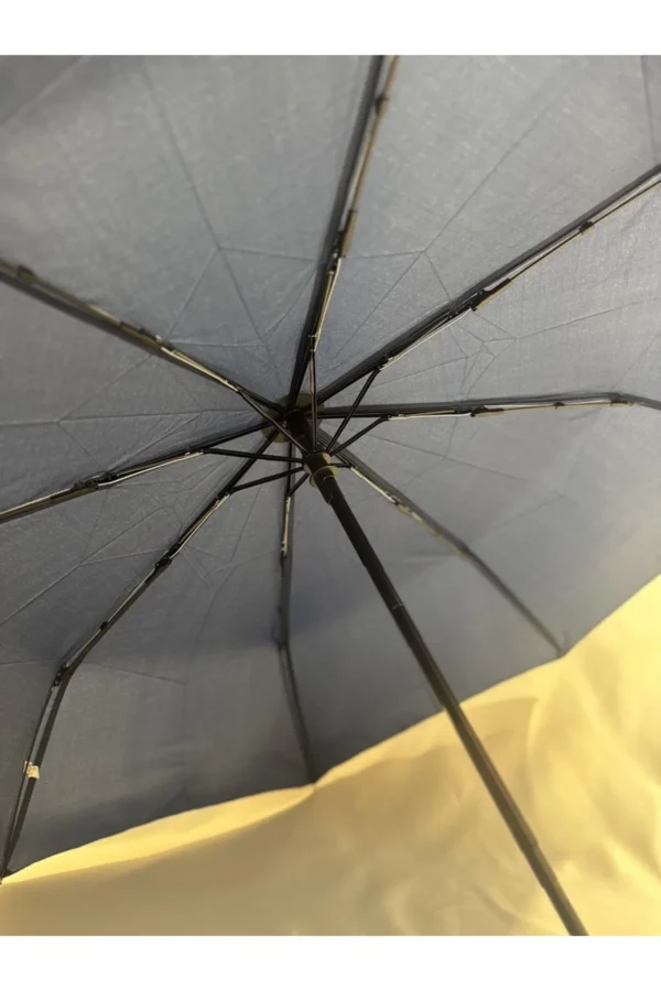 Lacivert 8 Telli Tam Otomatik Rüzgara Dayanıklı Düz Renk Şemsiye