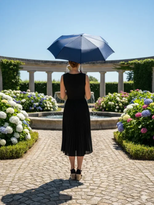 Lacivert 8 Telli Tam Otomatik Rüzgara Dayanıklı Düz Renk Şemsiye