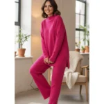 Pembe Fitilli Triko Ikili Takım Spor Günlük Salaş - Pembe