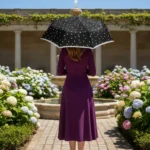 Rüzgar Dayanıklı 8 Telli Otomatik Desenli Siyah Şemsiye, Çok Renkli, Hafif ve Şık Tasarım - Siyah