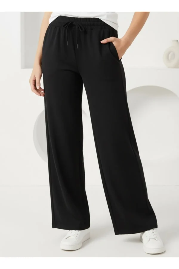 Siyah Beli Lastikli Salaş Pantolon (ÜRÜN TEK ALT PARÇADIR)