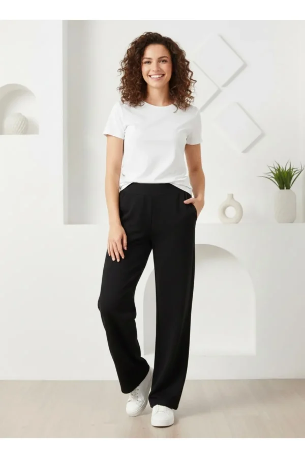 Siyah Beli Lastikli Salaş Pantolon (ÜRÜN TEK ALT PARÇADIR)