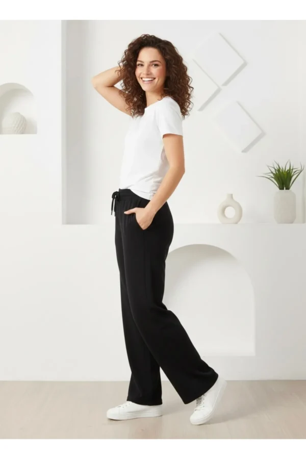 Siyah Beli Lastikli Salaş Pantolon (ÜRÜN TEK ALT PARÇADIR)