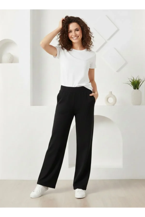 Siyah Beli Lastikli Salaş Pantolon (ÜRÜN TEK ALT PARÇADIR)