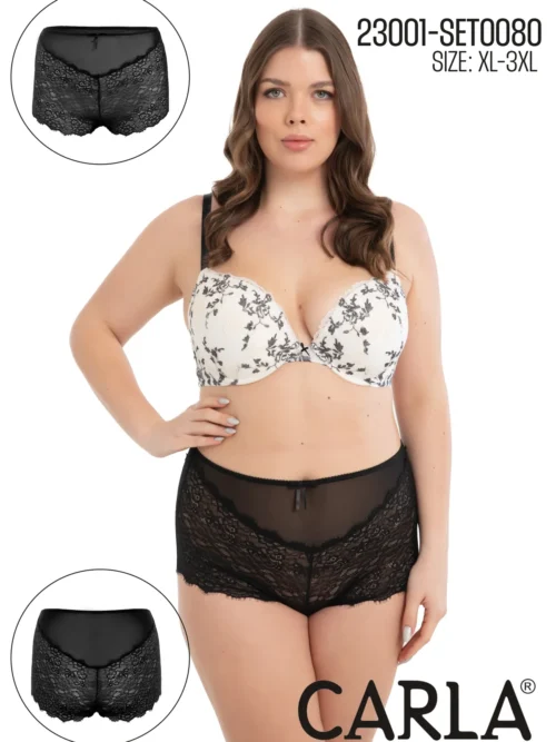 Transparan Tül ve Dantel Detaylı Büyük Beden Fantezi Boxer Külot