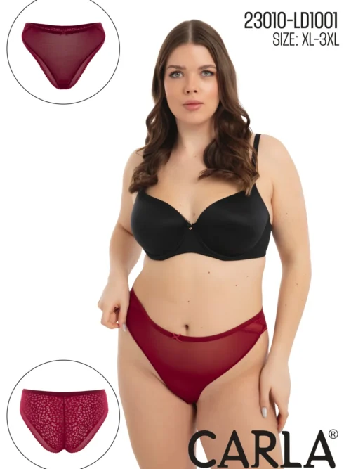 Transparan Tül ve Dantel Detaylı Büyük Beden Fantezi Külot