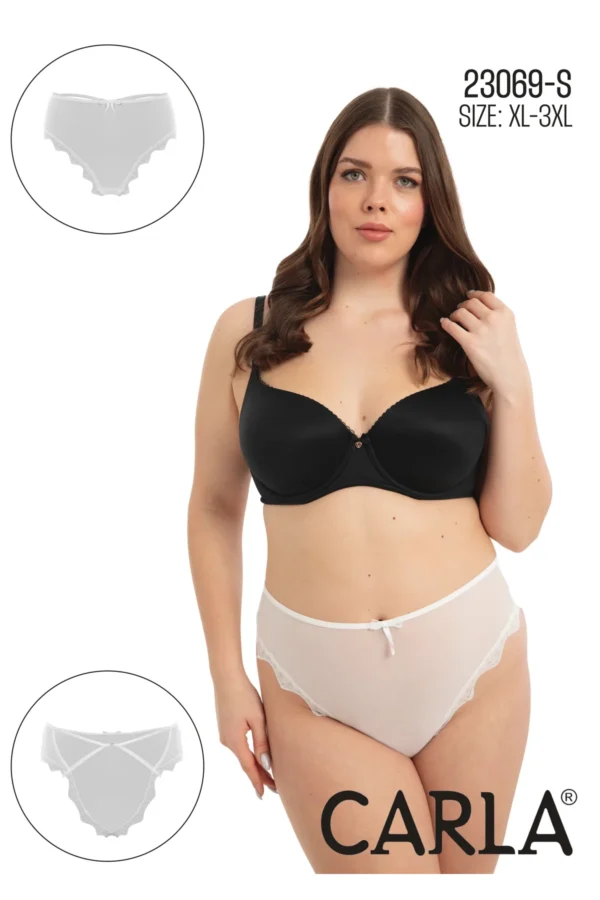 Transparan Tül ve Dantel Detaylı Büyük Beden Fantezi Tanga Külot