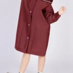 Unisex Bordo Çocuk Yağmurluk Ve Rüzgarlık Kapüşonlu Eva Kumaş Rüzgar Ve Suya Dayanıklı Desensiz - bordo