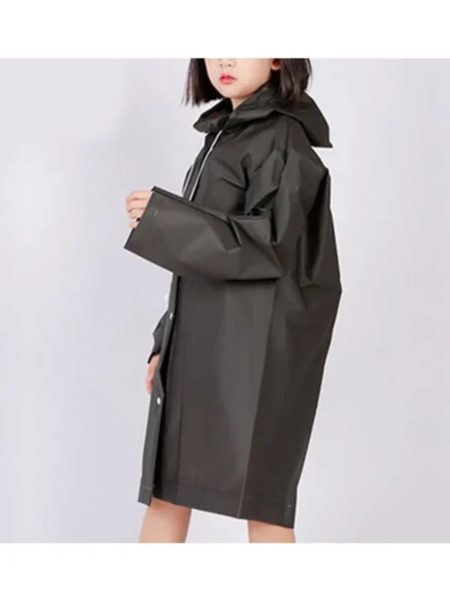 Unisex Siyah Çocuk Yağmurluk Ve Rüzgarlık Kapüşonlu Eva Kumaş Rüzgar Ve Suya Dayanıklı Desensiz