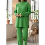 Yeşil Fitilli Triko Ikili Takım Spor Günlük Salaş